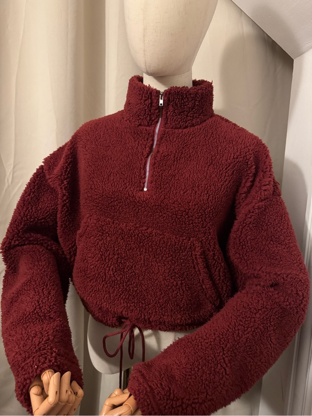 Heart Hips Women’s Teddy Half-Zip Jacket - Burgundy